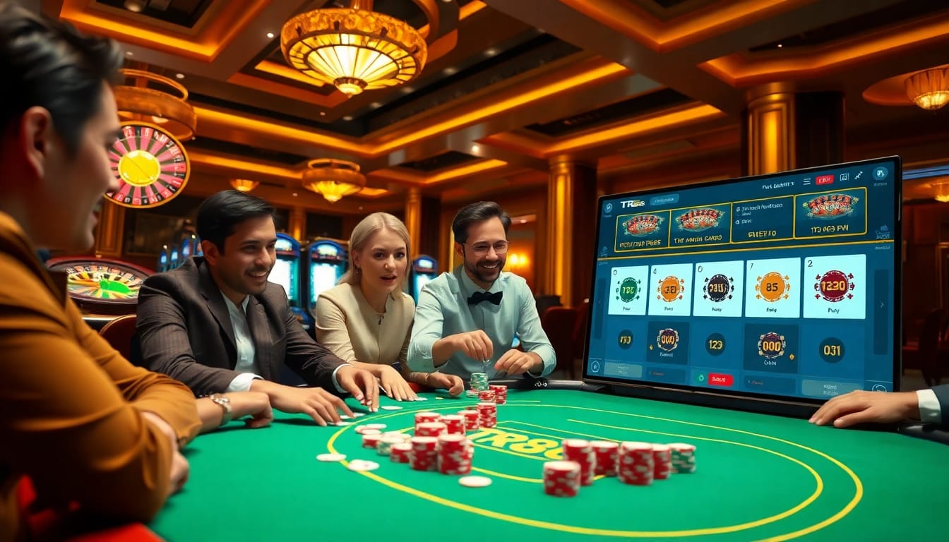 Players engage in intense poker games at TR88's luxurious casino table.