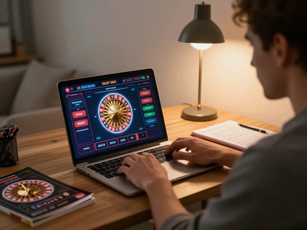 Experience strategic play at trang chủ shbet with captivating online roulette action in a cozy home office.