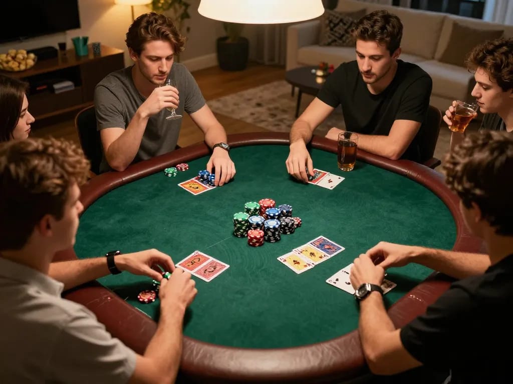 Engaged players enjoying a poker night with ทางเข้า m102 featured prominently in their strategies.