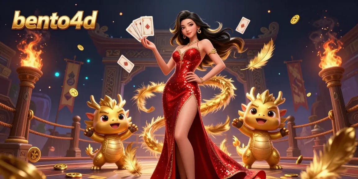 Rasakan sensasi di bento4d dengan seorang wanita Asia yang menakjubkan dan seekor naga yang ceria di lingkungan kasino yang semarak.