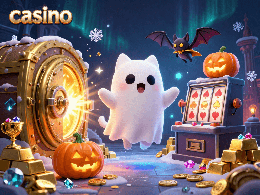 Explore the haunted casino with animated characters, showcasing dynamic gaming atmosphere and excitement.