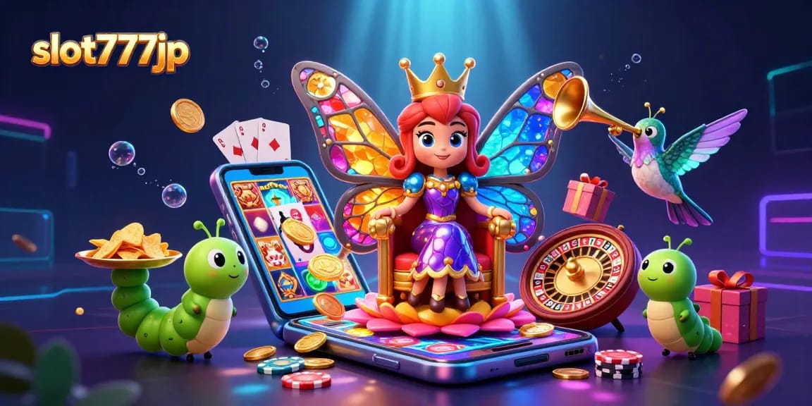 Play thrilling slot777jp games with vibrant 3D characters, spinning reels, and enticing casino graphics.