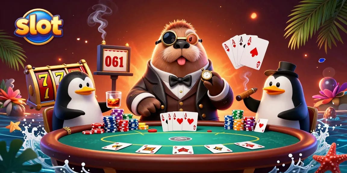 Play slots at 222SLOT with a colorful casino atmosphere and cute characters