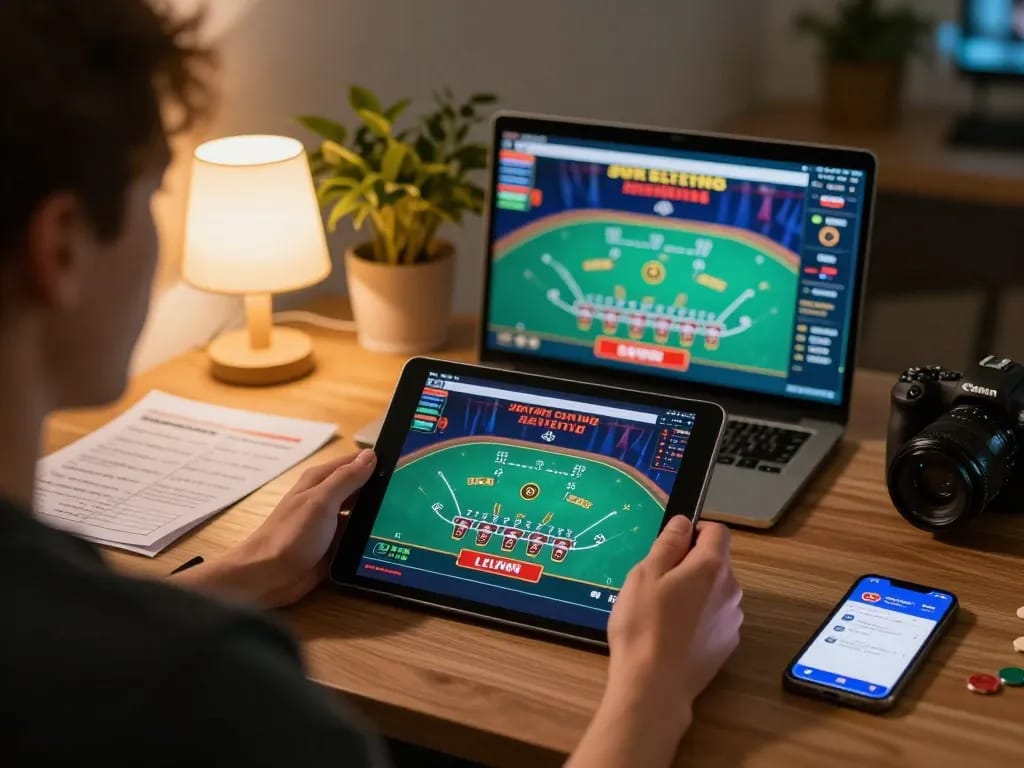 Engaging in online blackjack at LLWIN, showcasing a modern gaming setup