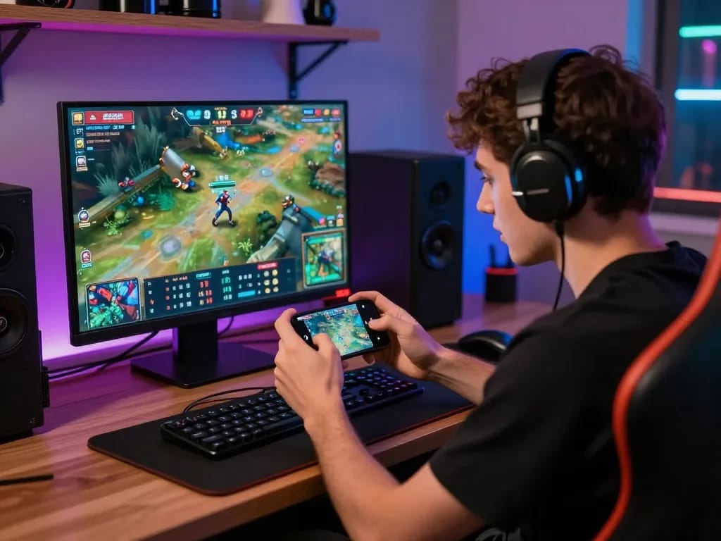 Engaging in esports betting Singapore on a smartphone while watching live games.