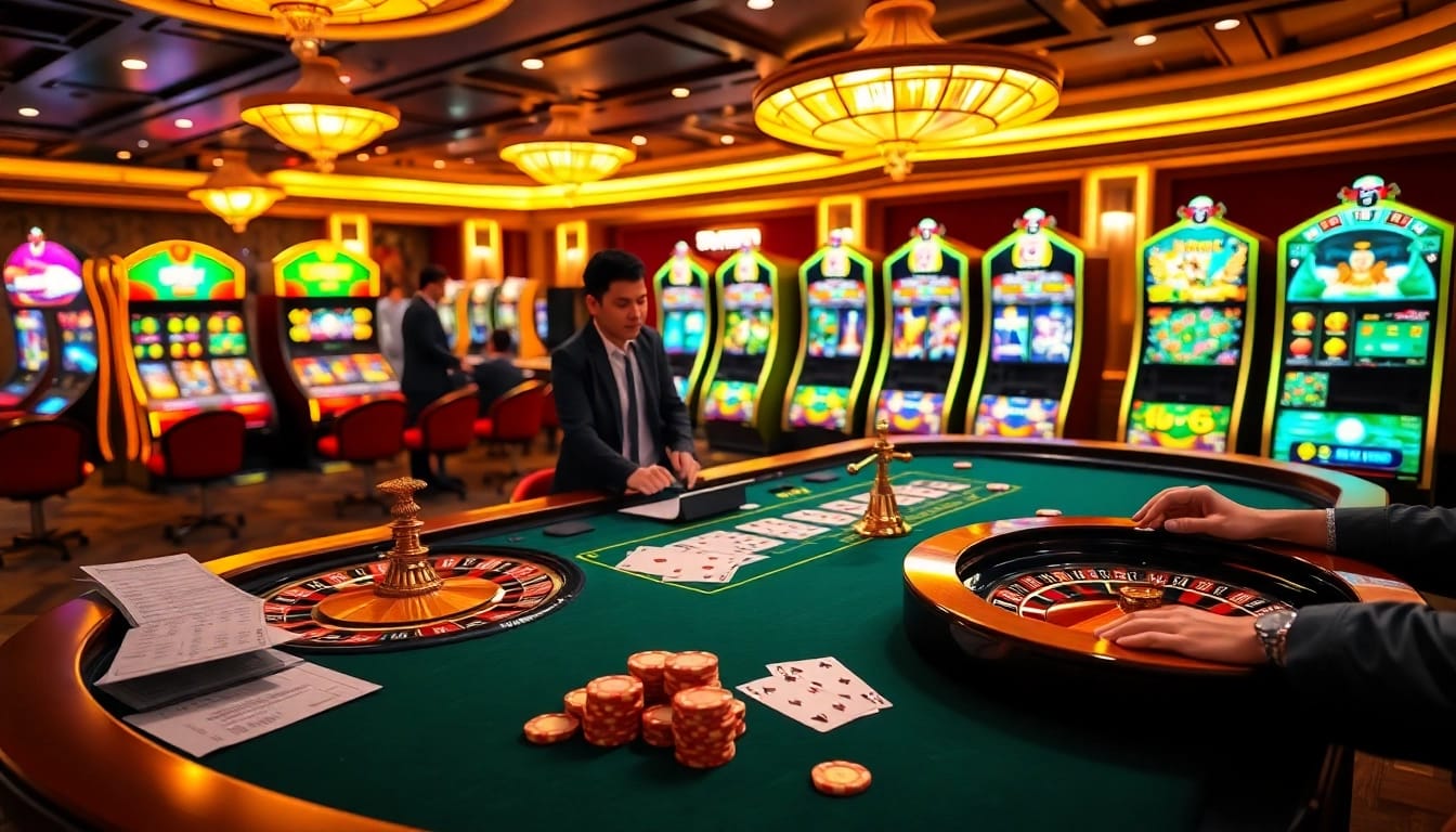 Players engaging at a roulette table showcasing https://df999.cn.com/ with vibrant casino elements.
