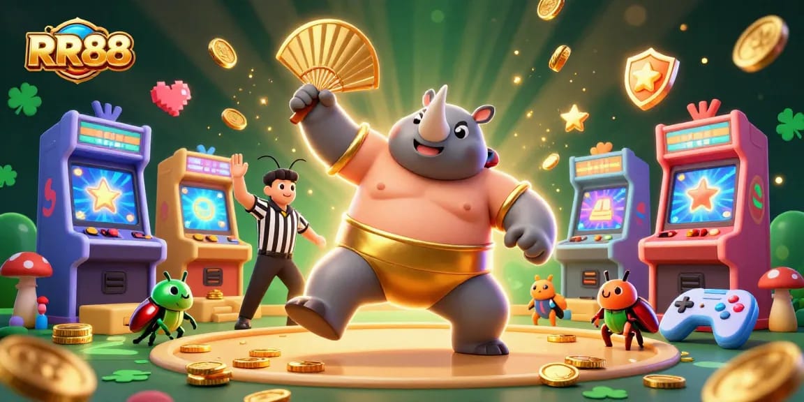 Experience thrilling gaming action with the RR88 champions animated scene of excitement and fun.