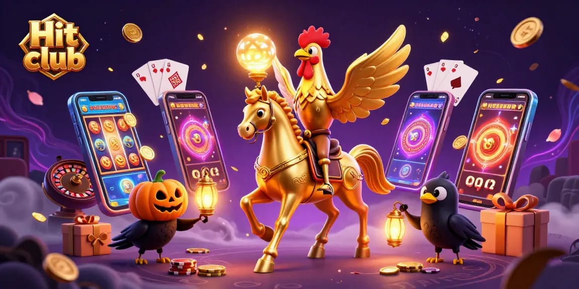 Experience exciting games at Hit club with golden rooster and vibrant casino elements.