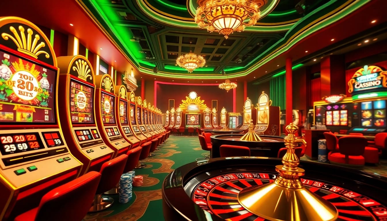 Experience thrilling gaming action on https://rr88.auction/ with vibrant casino visuals of roulette and slot machines.