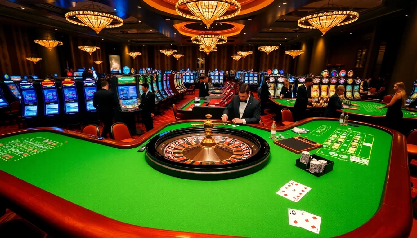 C168 players engaging in exciting casino games with vibrant tables and slot machines.