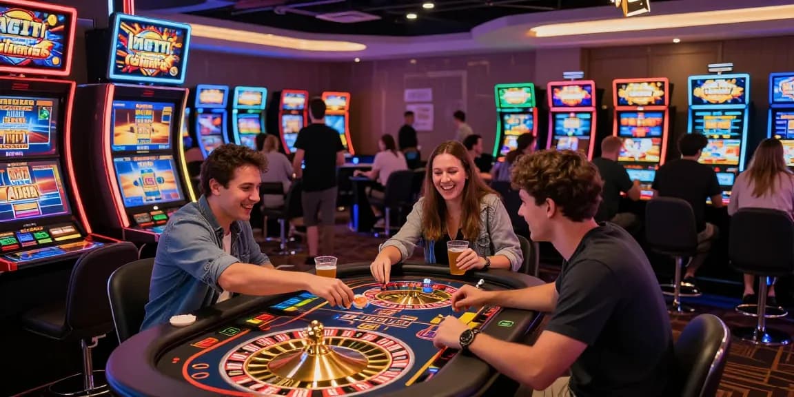 Experience fun at new UK casino sites with friends enjoying vibrant games and exciting atmosphere.