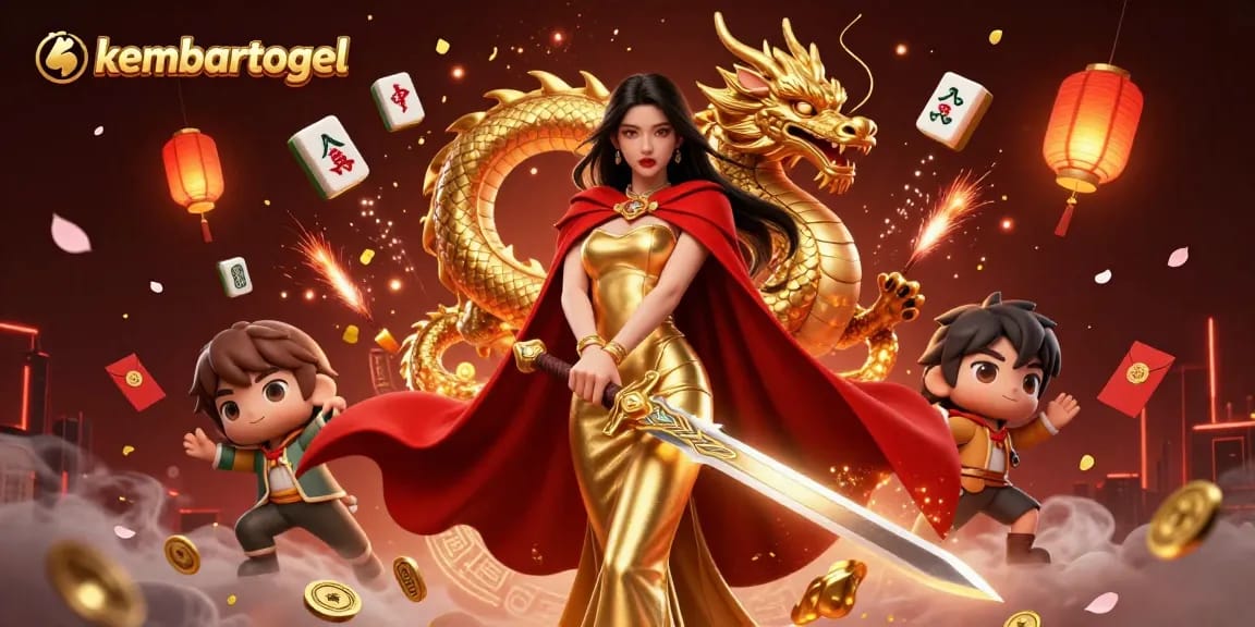 Experience kembartogel with this vibrant embodiment of luck and fortune in a stunning casino-themed illustration.
