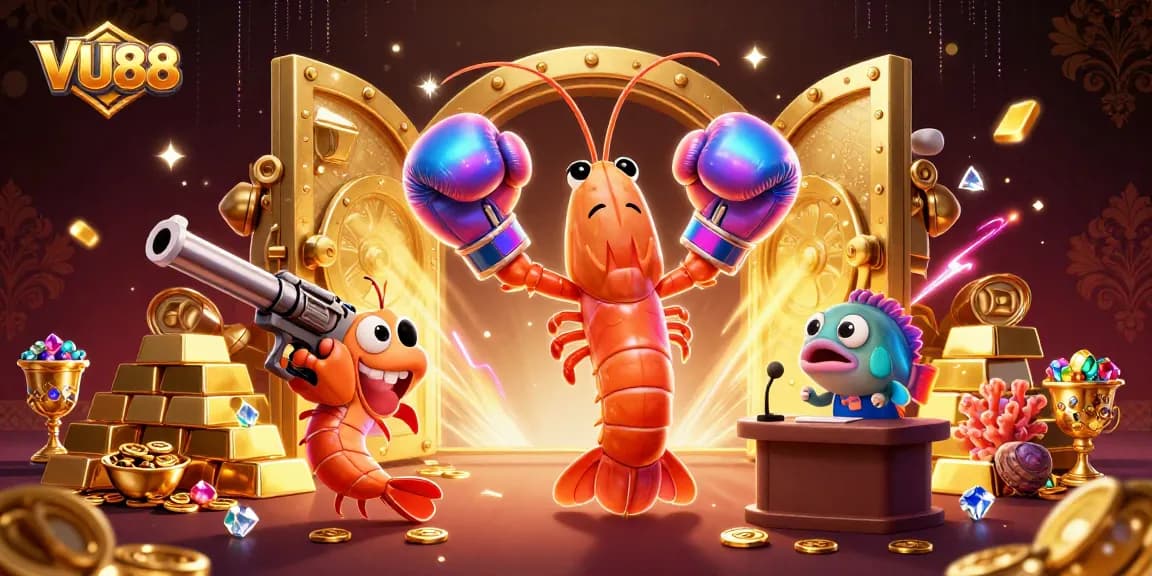 Experience VU88's exhilarating casino offerings with vibrant 3D characters and rich treasure elements.