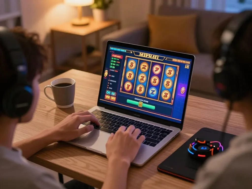 Engaging in online slot games at home, experiencing excitement with viral88 gaming