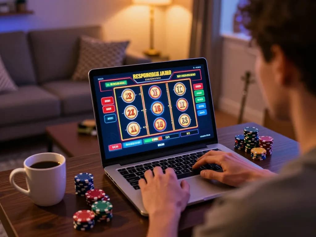 Player enjoying online gaming at RR88 with engaging slots interface in a cozy atmosphere