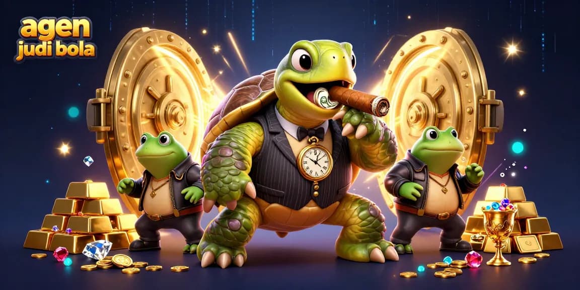 Experience the thrill of agen judi bola with lively casino characters in a rich 3D illustration.