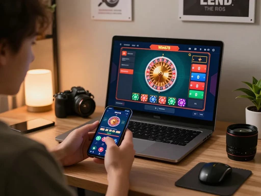 Win678 smartphone gameplay revealing a roulette table with vibrant chips, showcasing exciting online betting.