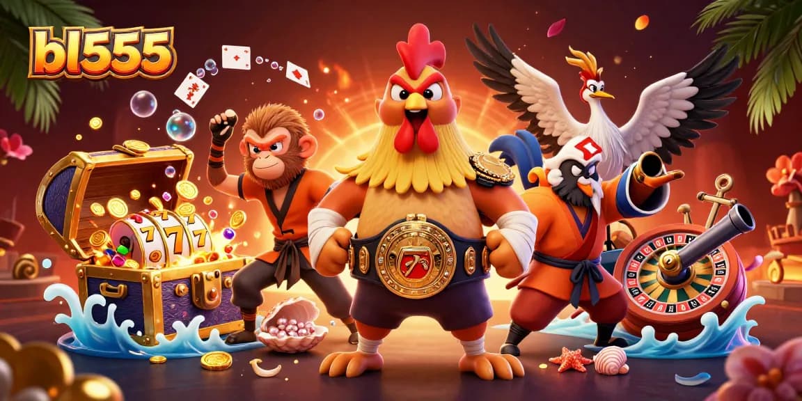 Engage with bl555's dynamic casino scene featuring cartoon champions and thrilling game elements