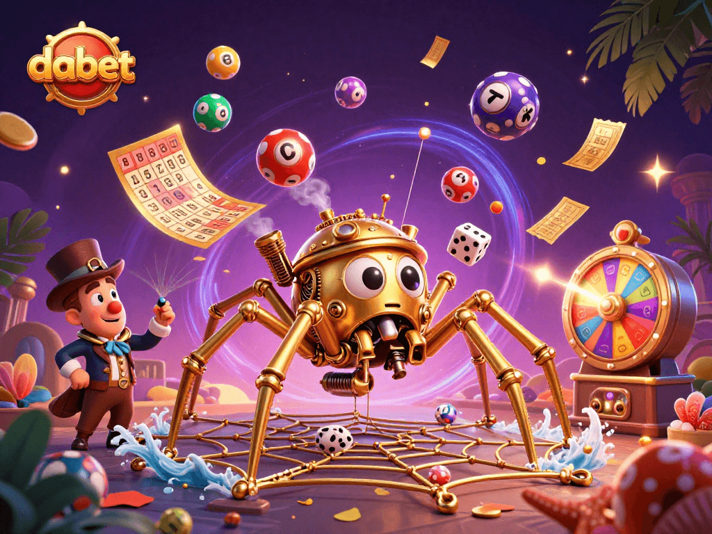 Catch exciting gaming moments with dabet's animated casino scene and dynamic prize elements.