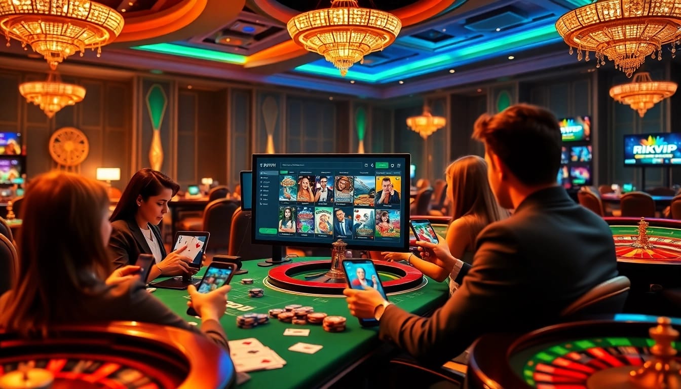 Rikvip players engaging with high-quality online casino games in an exciting environment.