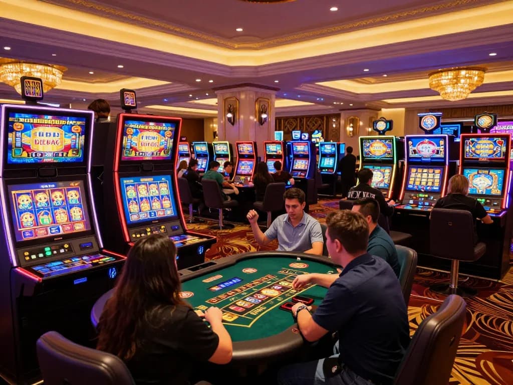 Engaging players enjoying a vibrant Pragmatic Slot experience in an upscale casino environment.