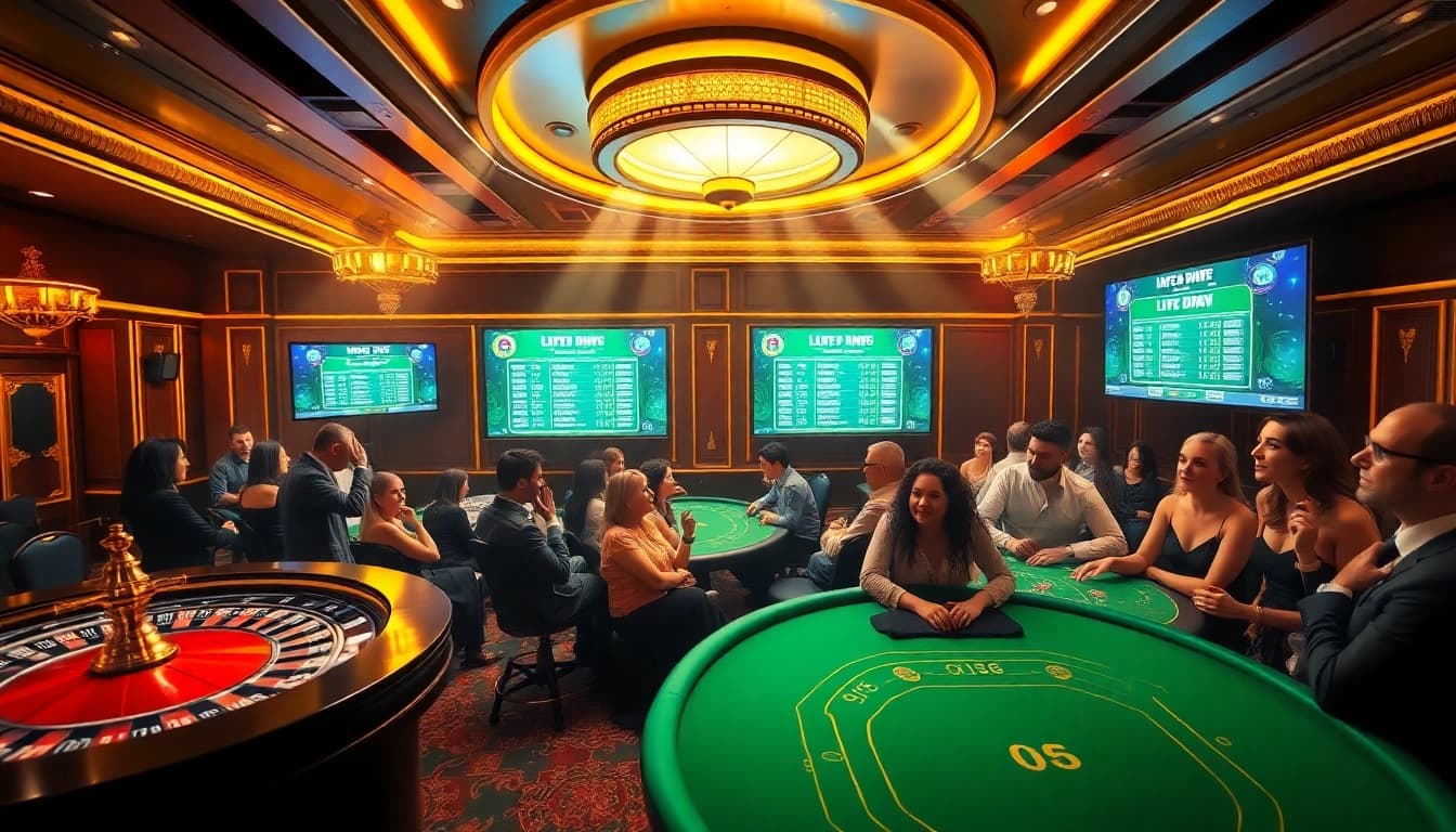 Join the excitement of togel sdy live draw as players eagerly watch for results in a luxurious casino.