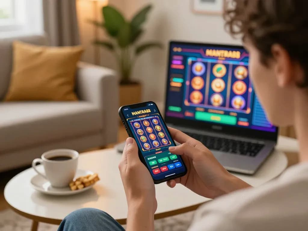 Engaging in online gaming with the MANTRA88 casino app, showcasing strategic options and exciting gameplay.