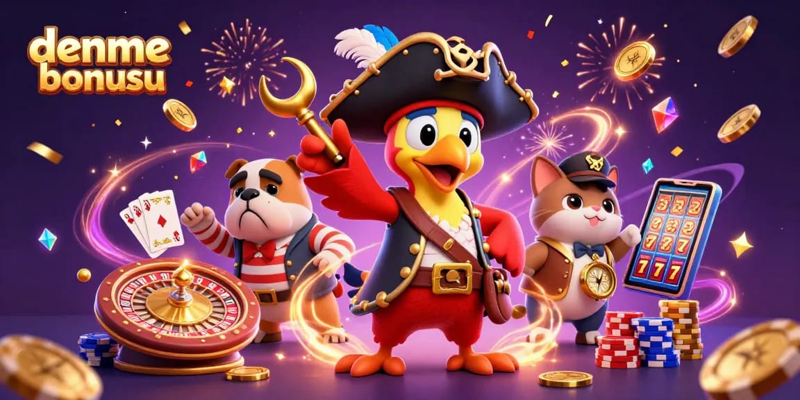 Experience deneme bonusu excitement with a vibrant 3D pirate-themed casino illustration.