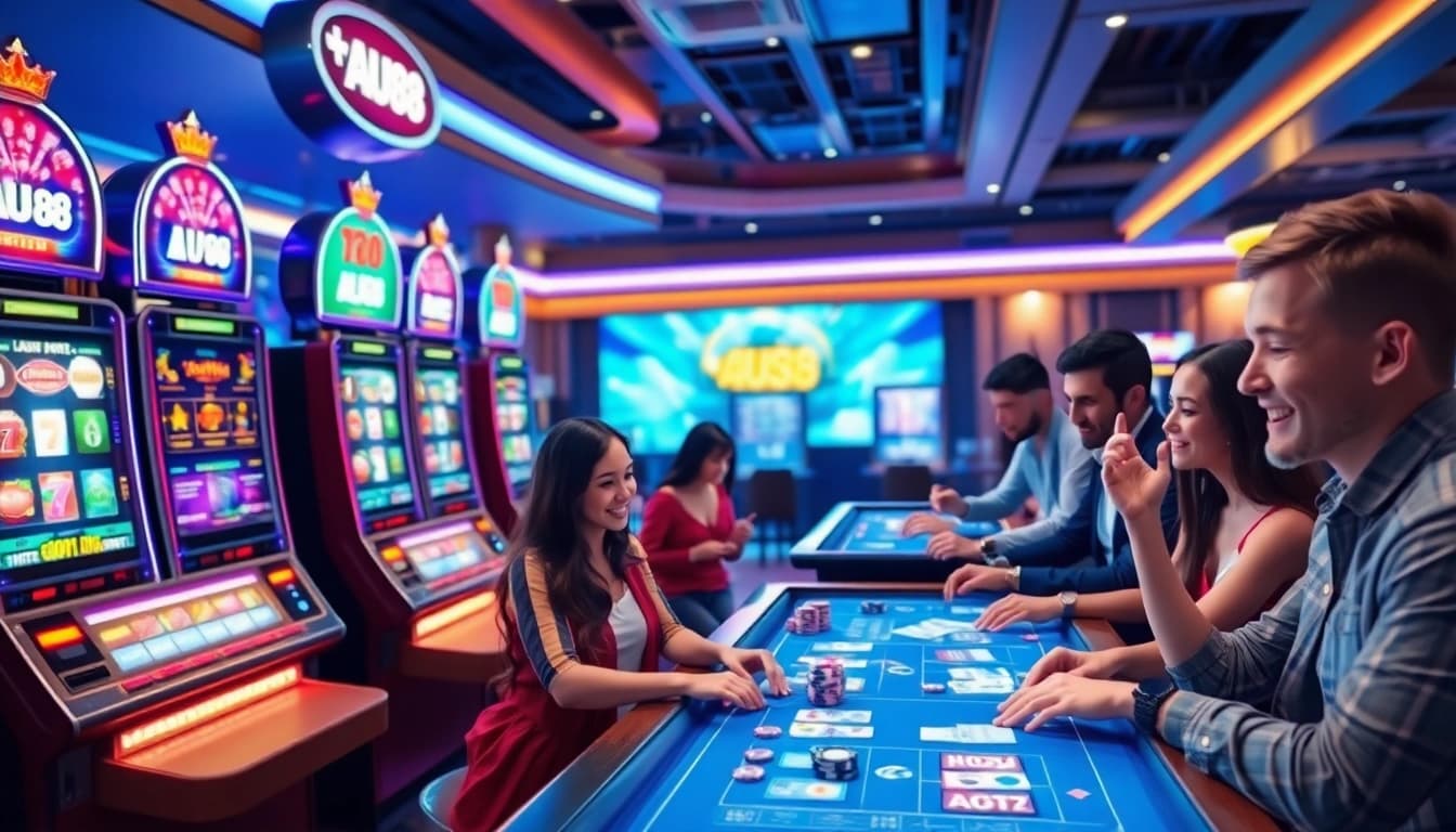 Engaging players at AU88 enjoying diverse gaming options in a vibrant casino atmosphere.