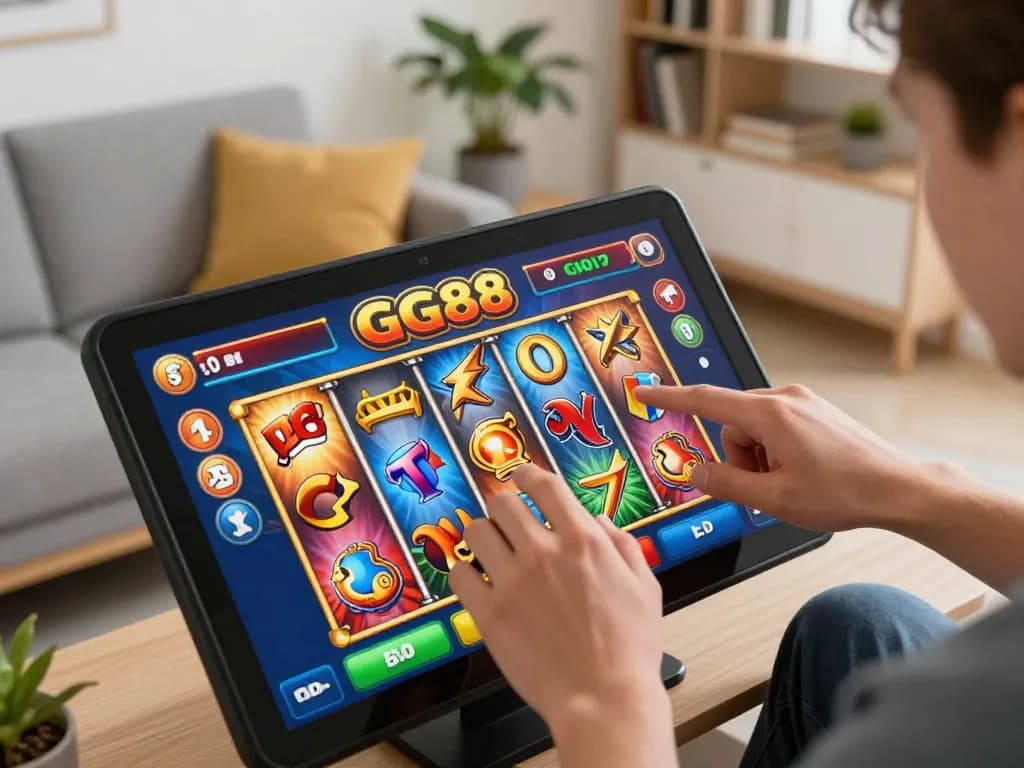 Play exciting slots on GG88 mobile app, showcasing vibrant reels and engaging gameplay