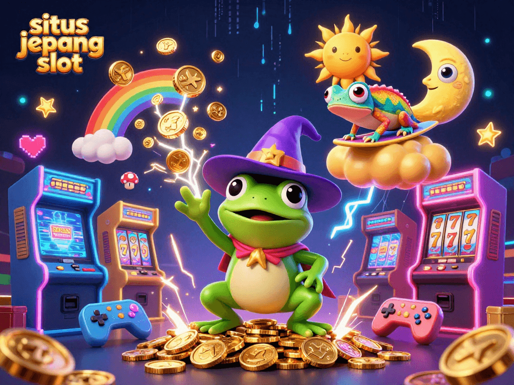 Experience thrilling spins with situs jepang slot featuring a storm of golden coins and vibrant game elements.