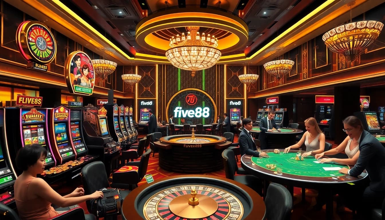 Experience the thrill of winning at five88 with vibrant casino tables filled with excitement and luxury.