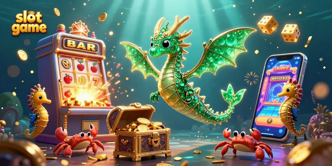 Play the exciting slot game featuring ocean-themed characters and vibrant casino elements in action