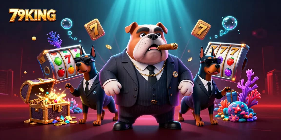 79KING promotes thrilling slot action with mafia boss bulldog and bodyguard Dobermans.