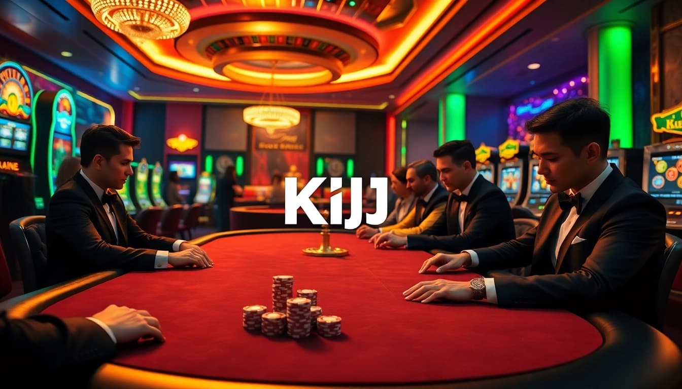 KJC players engaging in a thrilling poker game with luxurious ambience and advanced casino technology.