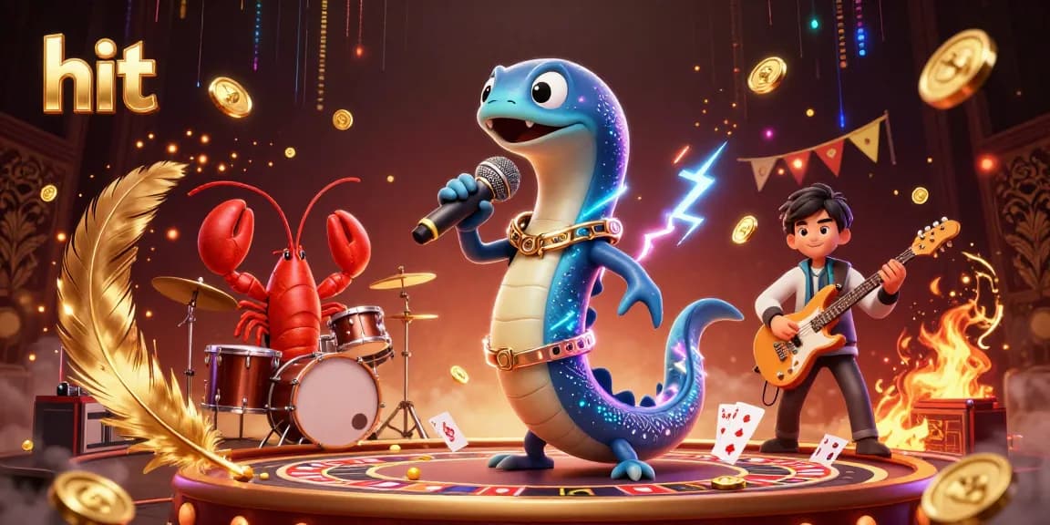 Hit the jackpot with a lively electric eel DJ performance in an underwater casino setting.