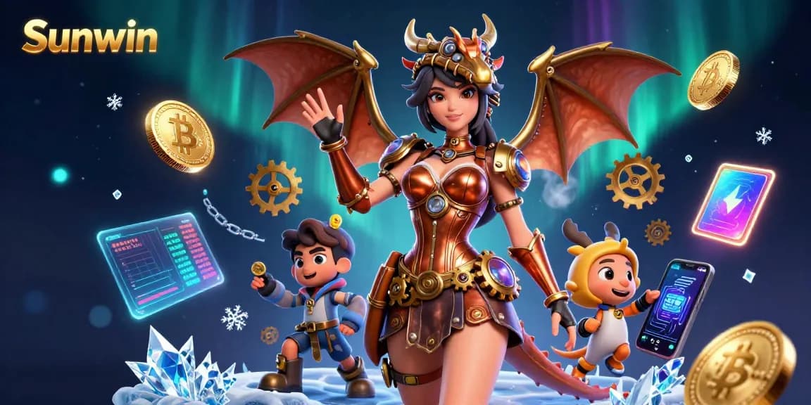 Engage with thrilling Sunwin casino games featuring vibrant characters and dynamic crypto elements.