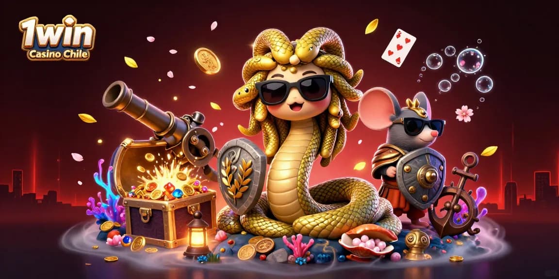 Juega en 1win Casino Chile y descubre emocionantes juegos con Medusa y guerreros en un entorno vibrante.