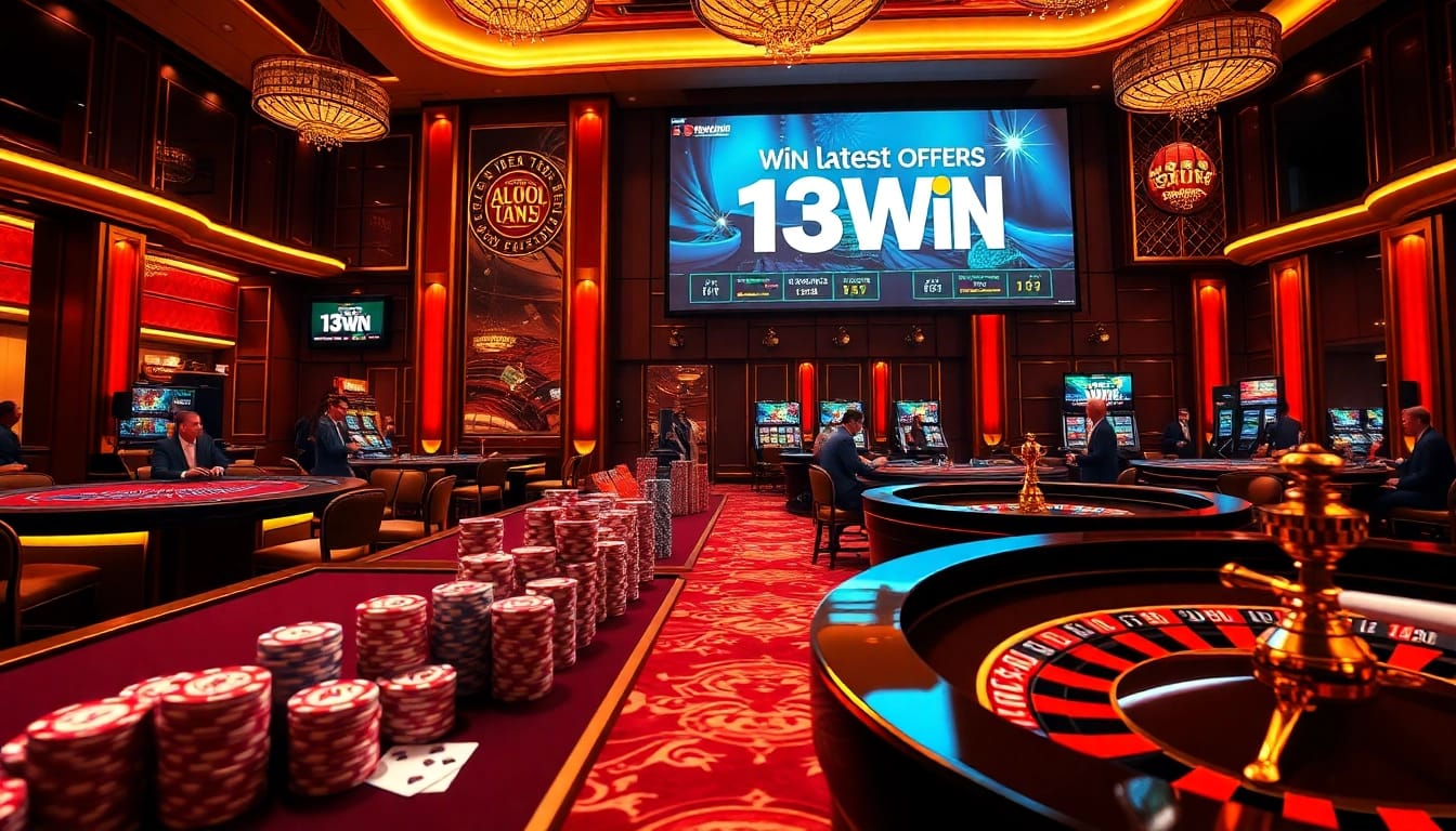 13Win casino experience showcasing luxurious tables, vibrant poker chips, and exciting gameplay.