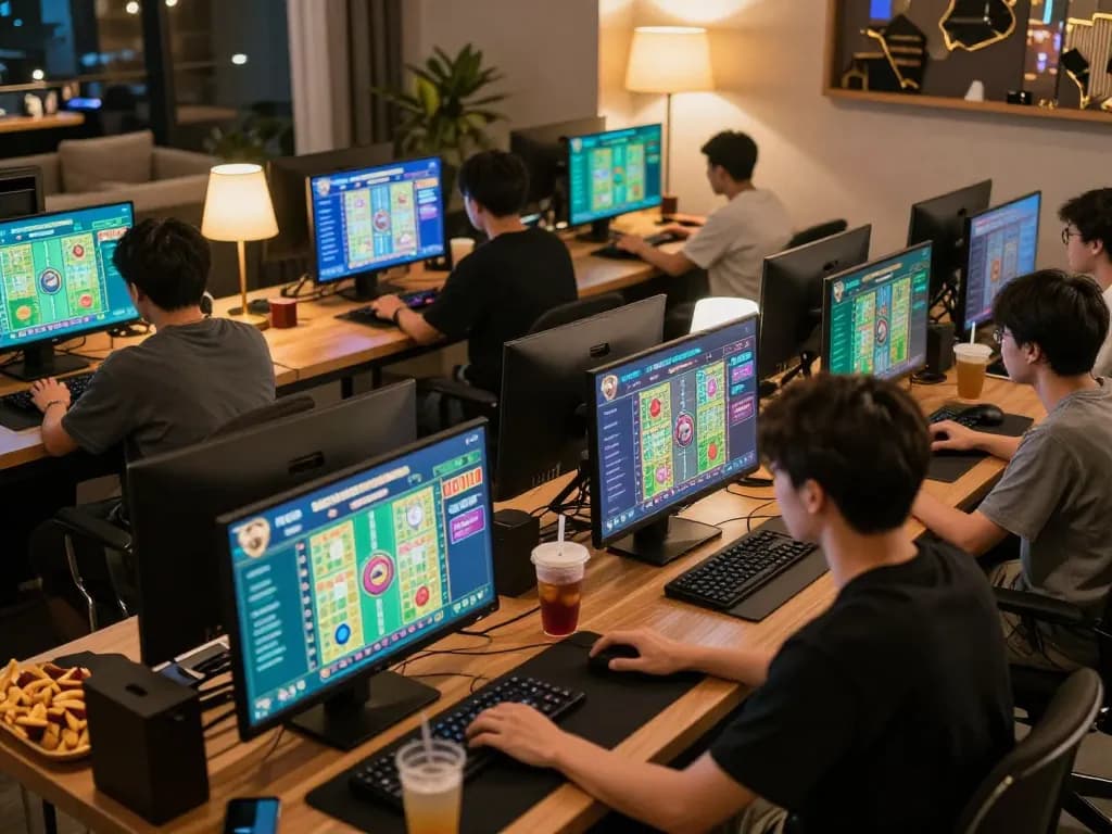 Players strategizing and betting on peri11 in a cozy online gaming lounge during an exciting gaming session.