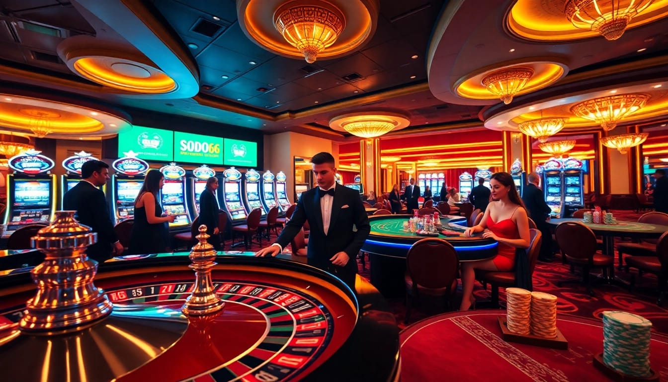 SODO66 guests enjoy exciting table games in a luxurious casino atmosphere.
