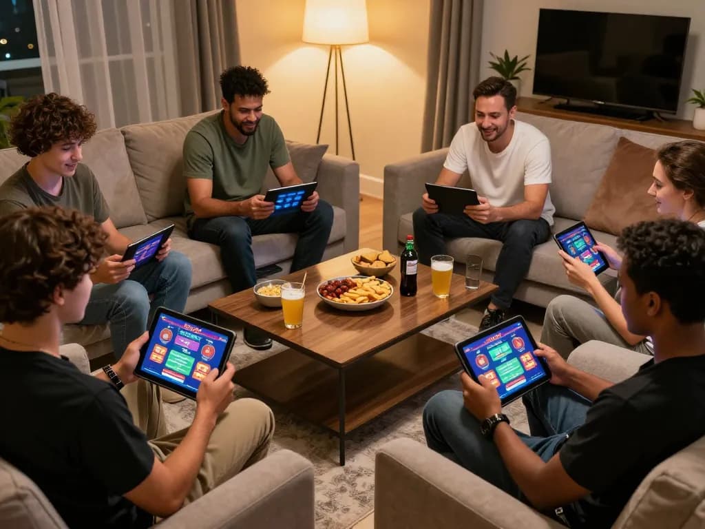 Players enjoying hitclub games in a cozy home setting, immersed in online casino excitement.