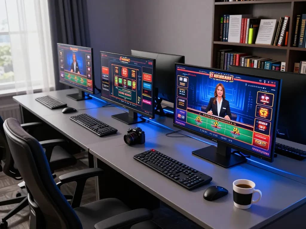 Gamer engaged with nhacaiuytin online in a stylish setup, showcasing live dealer action and strategy notes.