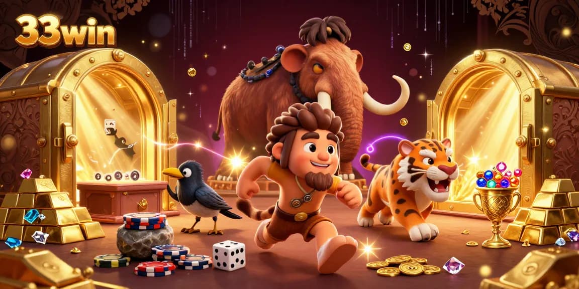 Experience thrilling games at the 33win casino, with vibrant treasure elements and engaging characters.