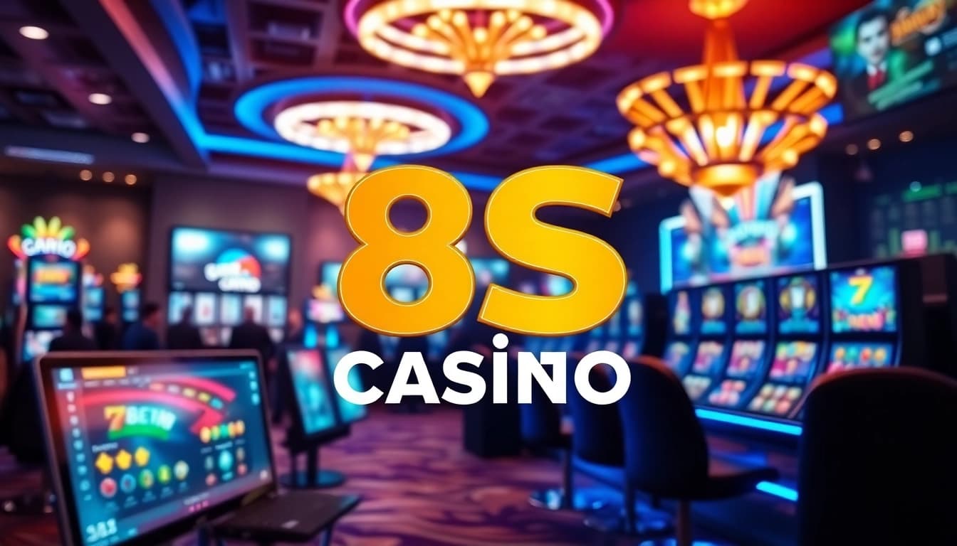 Experience the excitement of 8s online gaming with vibrant visuals of casino games.