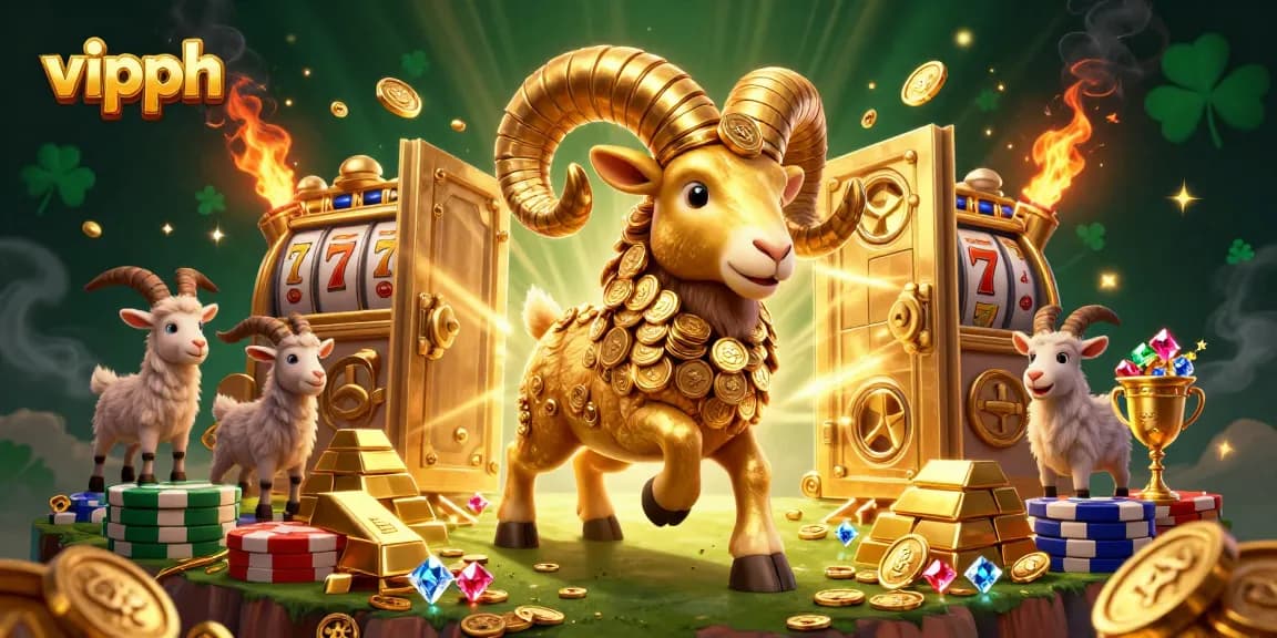 Engage with vipph's thrilling slots as a golden ram charges to a fortune at a golden gate.