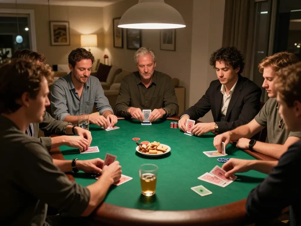 Players strategizing their bets during an exciting poker night at home with S888