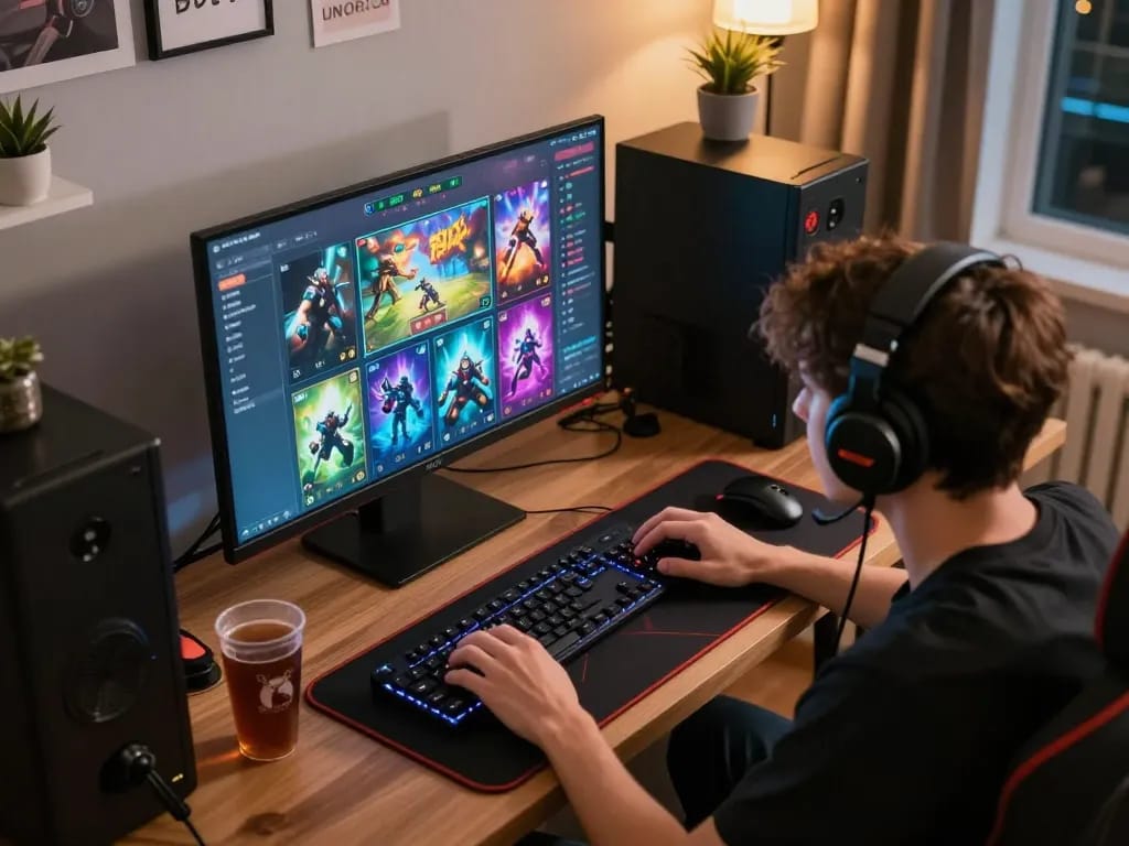 Seorang pemain merencanakan strategi dan bertaruh di Situs Judi Online, menikmati suasana permainan yang vibrant dari rumah.