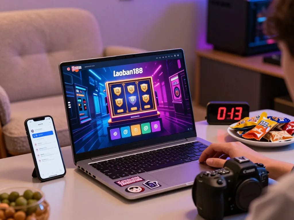 Pengguna yang terlibat sedang mengalami platform permainan online laoban188 dengan visual yang hidup.