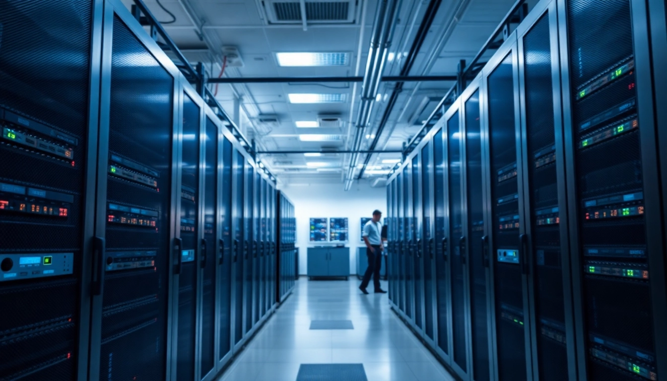 Secure server setup for adult website hosting with advanced technology and professional ambiance.